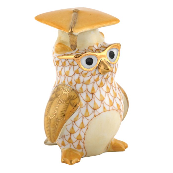 Herend Decorative Graduation Owl - Butterscotch