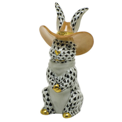 Herend Decorative Cowboy Bunny - Black