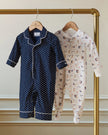 Petite Plume Baby Twill Classic Romper - Midnight Hearts