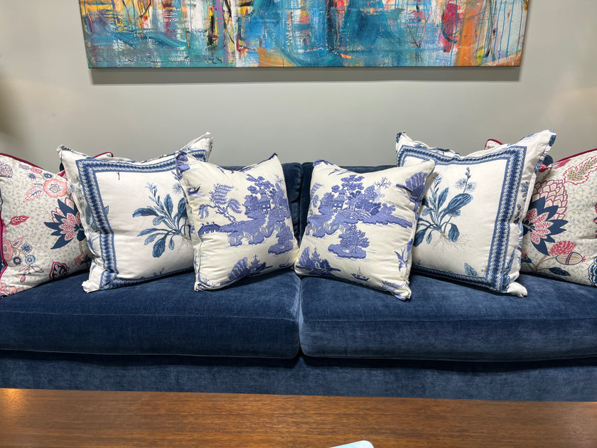 Architectural Elements Designer Blue & White Floral Pillow