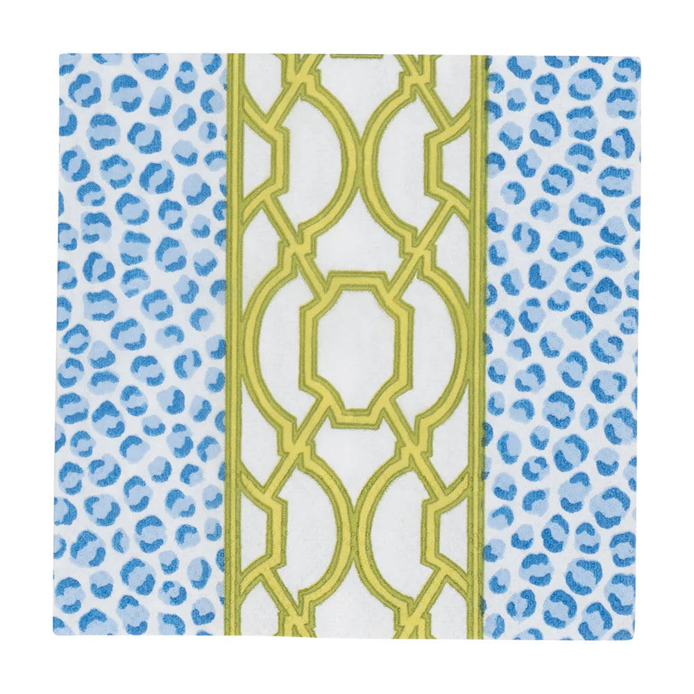 Caspari Blue/Green Knots & Spots Paper Cocktail Napkins