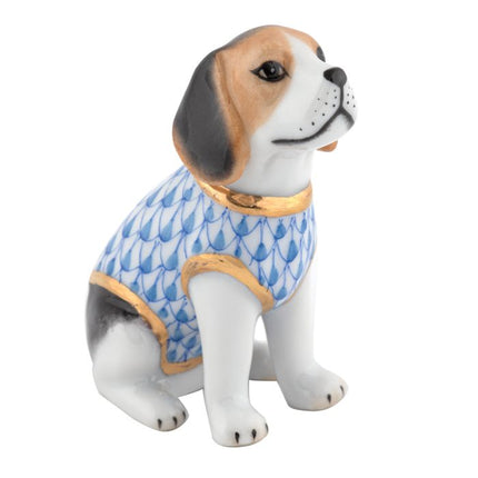 Herend Decorative Beagle Puppy with Sweater - Blue