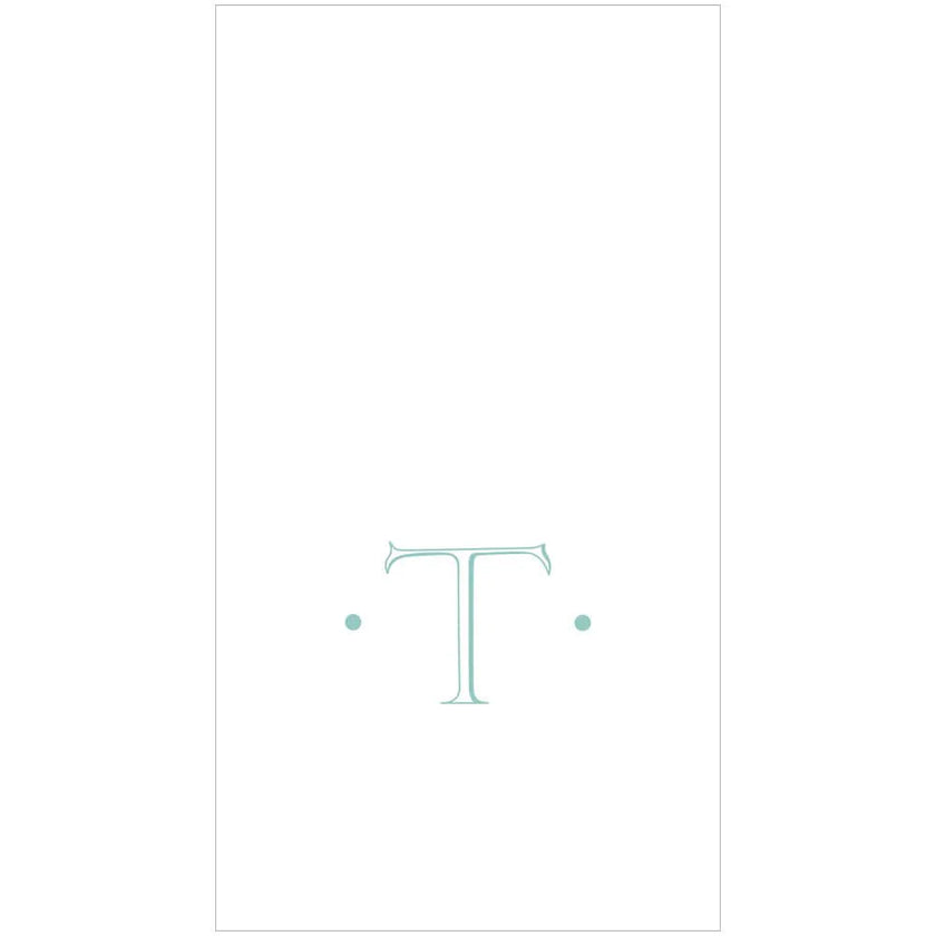 Caspari Antique Robin's Egg Single Initial Guest Towel Napkins - 24 Per Box
