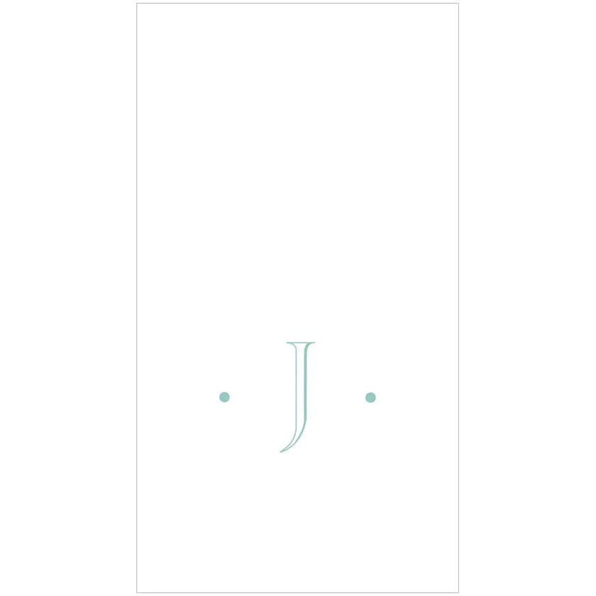 Caspari Antique Robin's Egg Single Initial Guest Towel Napkins - 24 Per Box