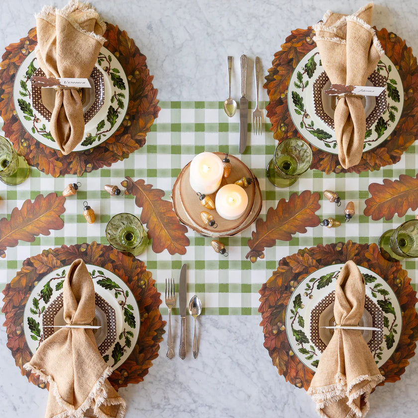 Hester & Cook Moss Painted Check Table Runner