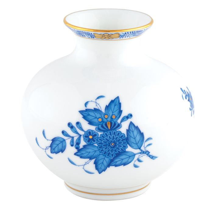 Herend Chinese Bouquet Round Vase - Blue