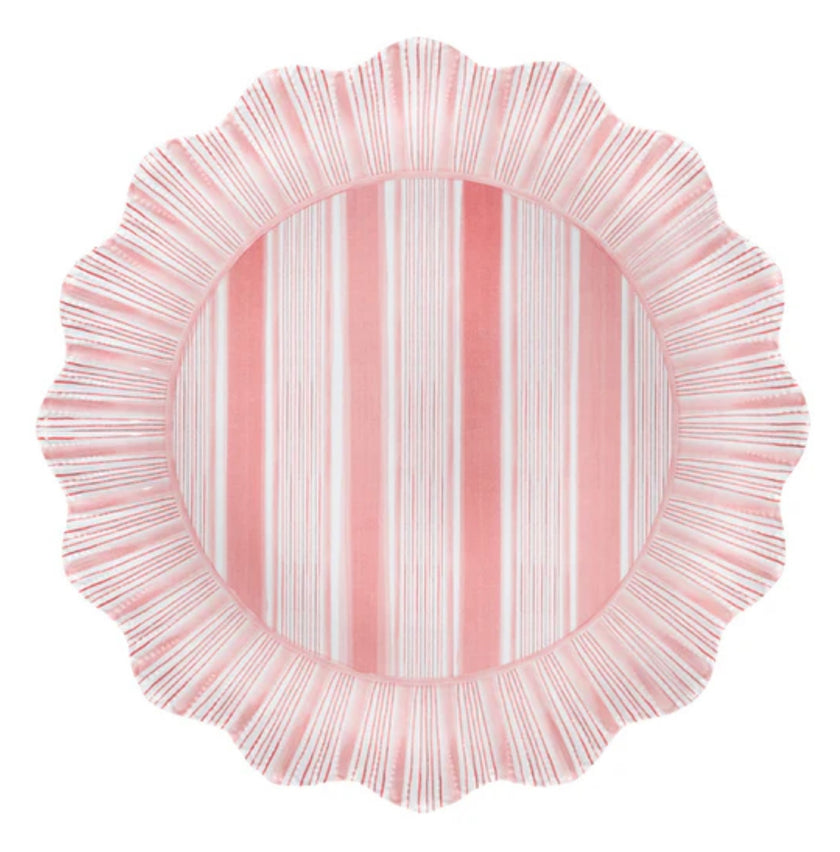 Juliska Coral Cabana Stripe Dinner Plate S/4 - Melamine