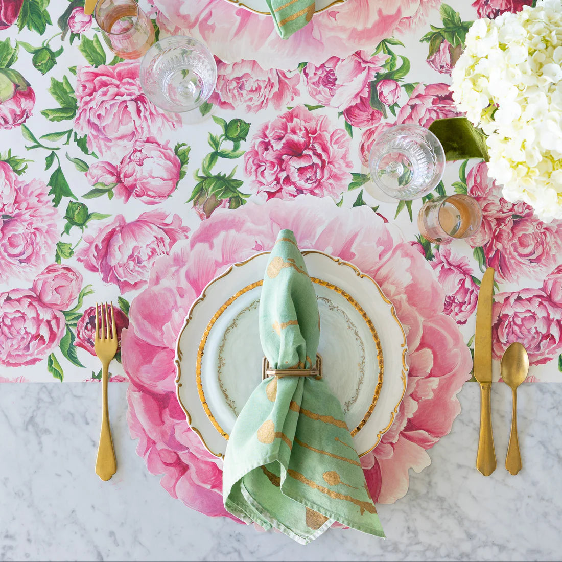 Hester & Cook Peonies in Bloom Table Runner