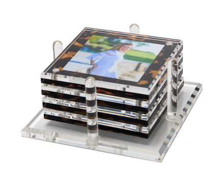 Tara Wilson Acrylic Photo Drink Coasters- Set of 4- Tortoise