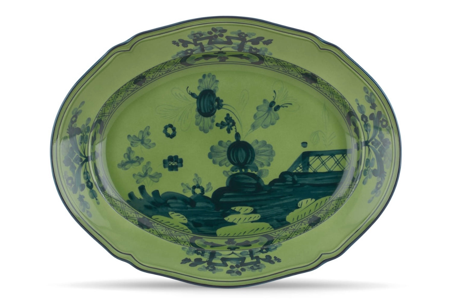 Ginori Oriente Italiano Oval Flat Platter - Malachite