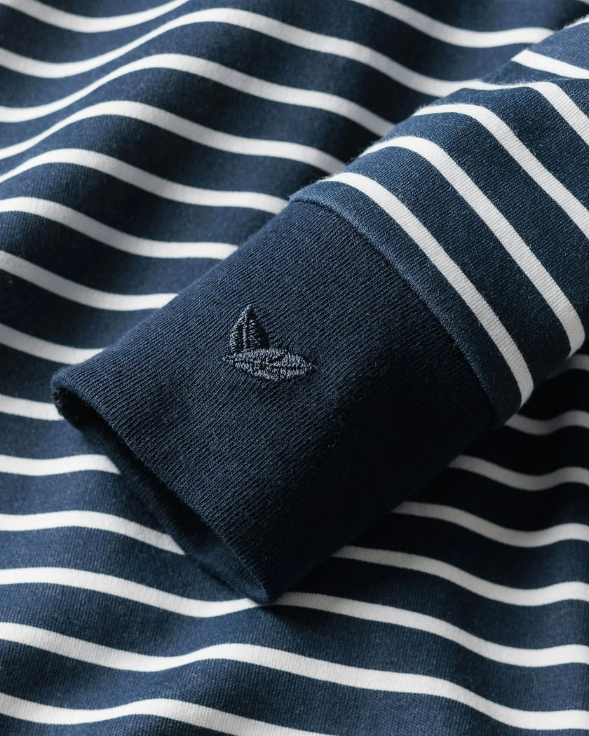 Petite Plume Baby Pima Romper - Navy Stripe