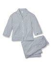 Petite Plume Olivia Wide Leg Pima Pajama Set - Navy French Ticking