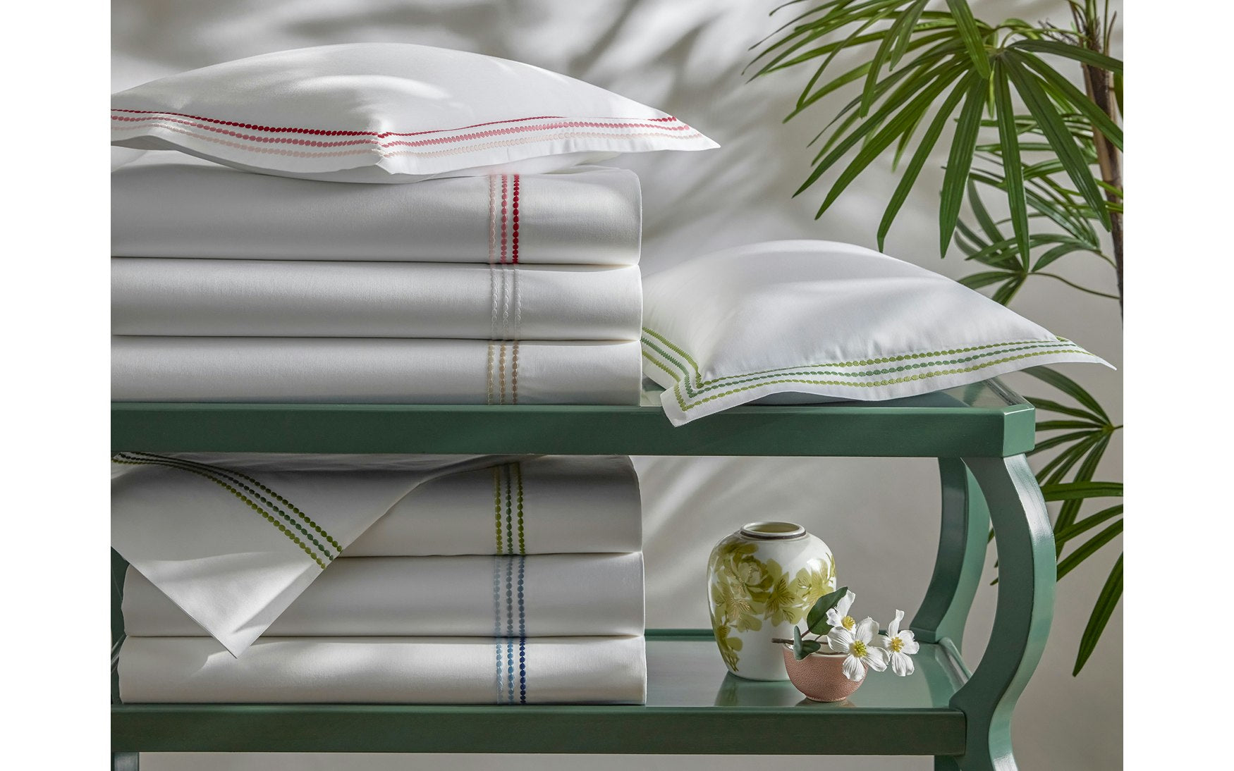 Matouk Amara Triple Pearl Flat Sheet - White