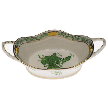 Herend Chinese Bouquet Large Basket with Handles - Green