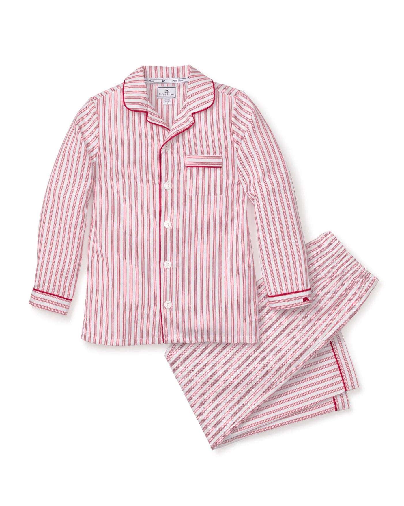 Petite Plume Toddler and Kids Long Set Pajamas - Red Ticking