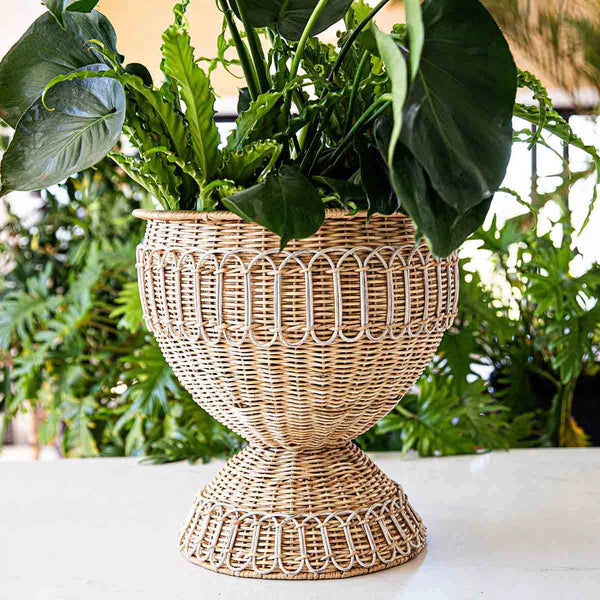 Juliska Provence Rattan Medium Urn - Whitewash