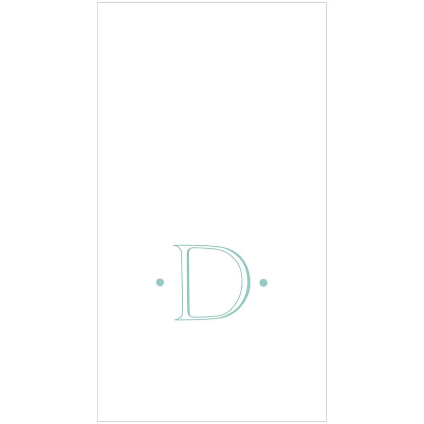 Caspari Antique Robin's Egg Single Initial Guest Towel Napkins - 24 Per Box