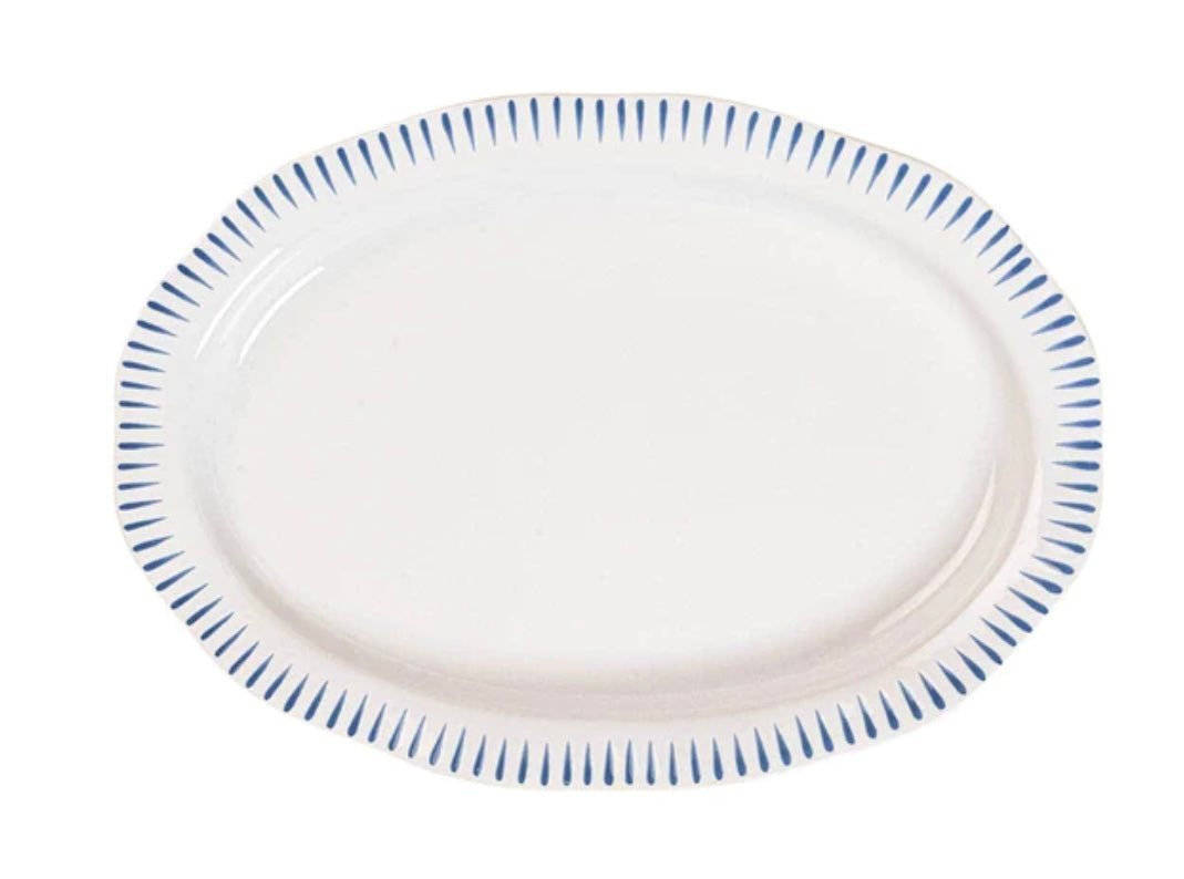 Juliska Sitio Stripe 17” Serving Platter- Delft Blue