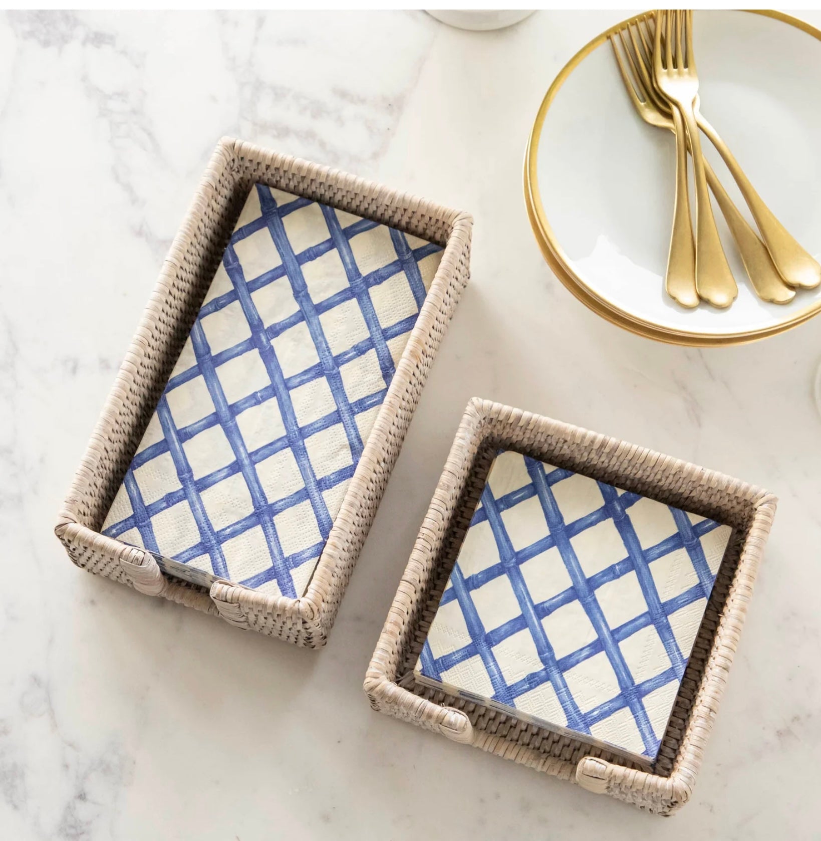 Hester & Cook Blue Lattice Paper Guest Napkins