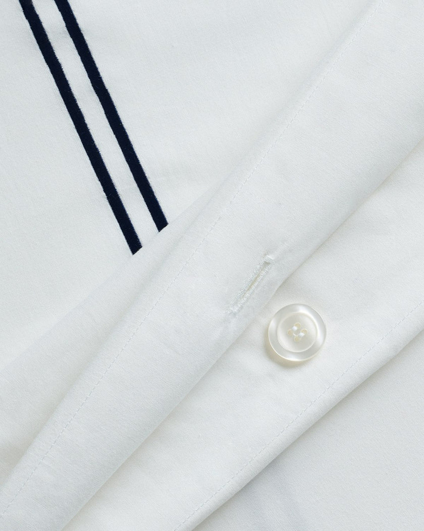 Petite Plume Luxe Premium Cotton Duvet - White w/Navy Piping