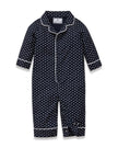 Petite Plume Baby Twill Classic Romper - Midnight Hearts