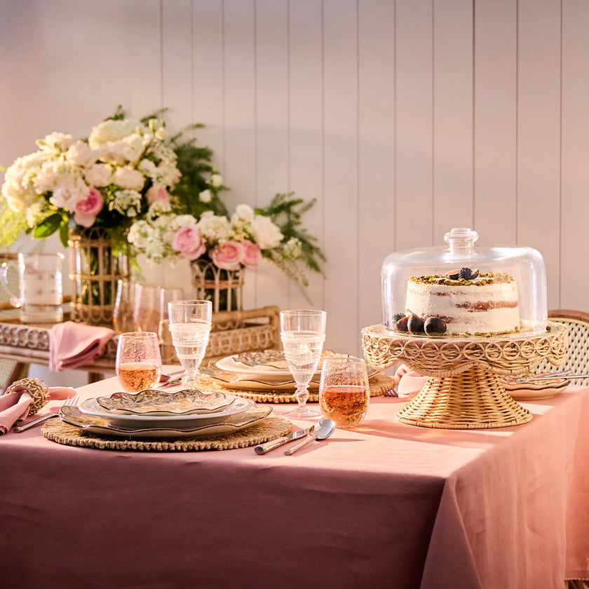 Juliska Provence Rattan Cake Stand- Whitewash