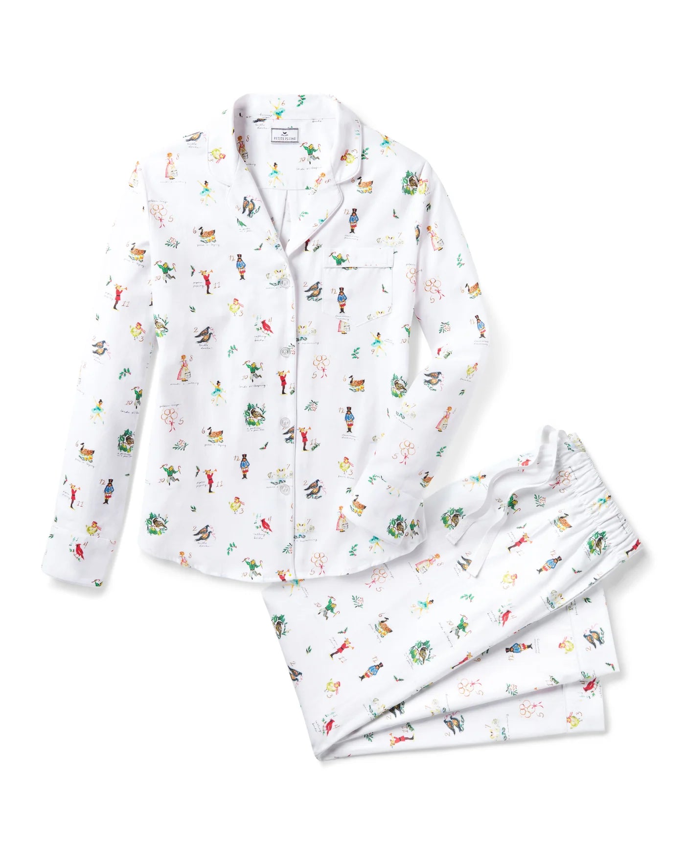 Petite Plume Women’s Long Twill Pajama Set - 12 Days of Christmas