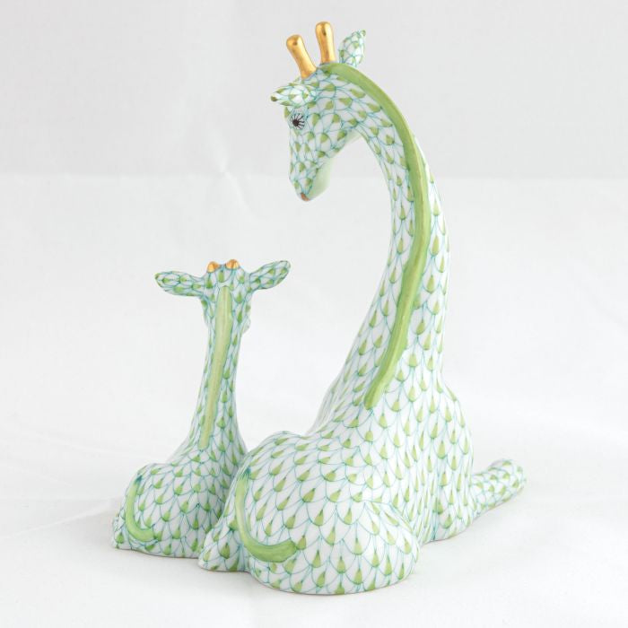 Herend Decorative Mother and Baby Giraffe - Keylime