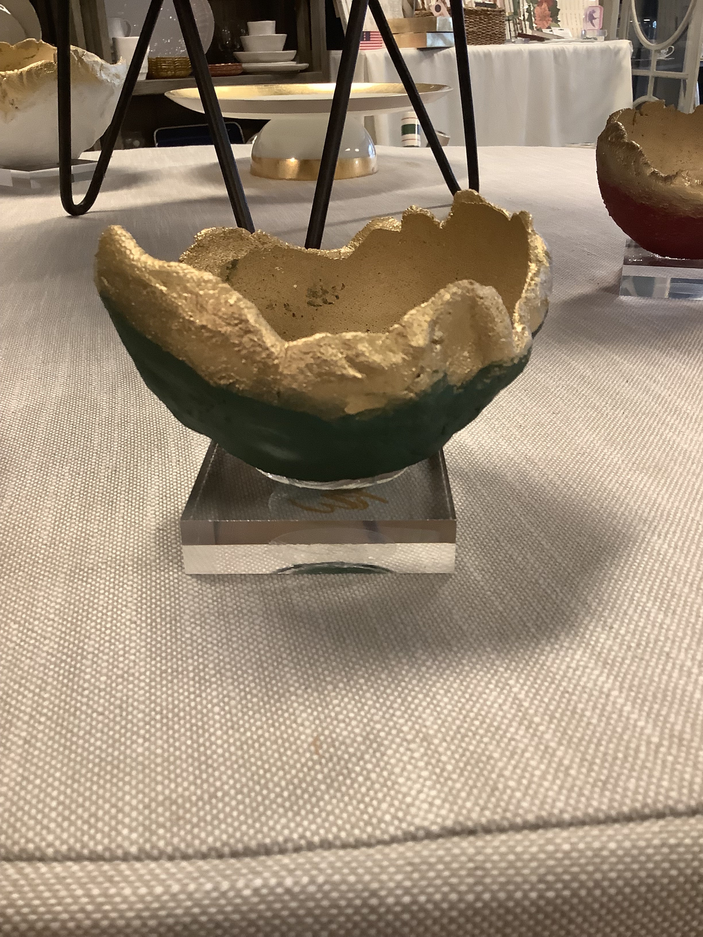 Riverwoods Arts Concrete Bowl - Mini Green/Gold