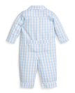 Petite Plume Baby Twill Classic Romper - Light Blue Gingham