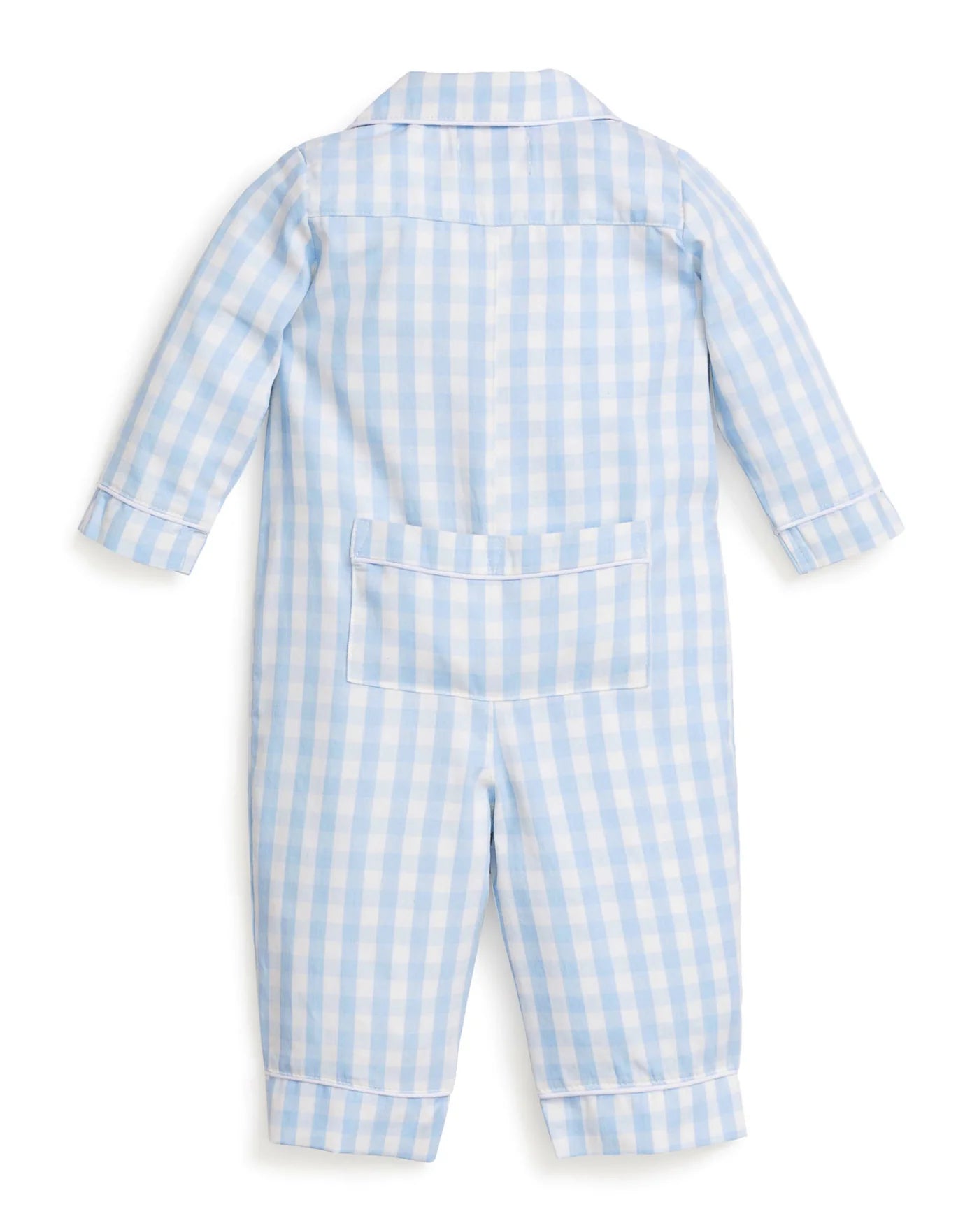 Petite Plume Baby Twill Classic Romper - Light Blue Gingham