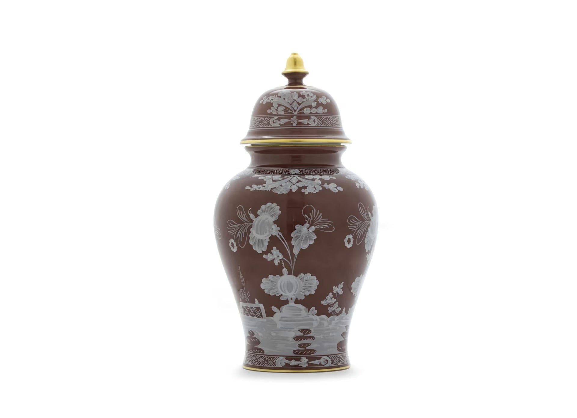 Ginori Oriente Italiano Large Potiche Vase - Castagna