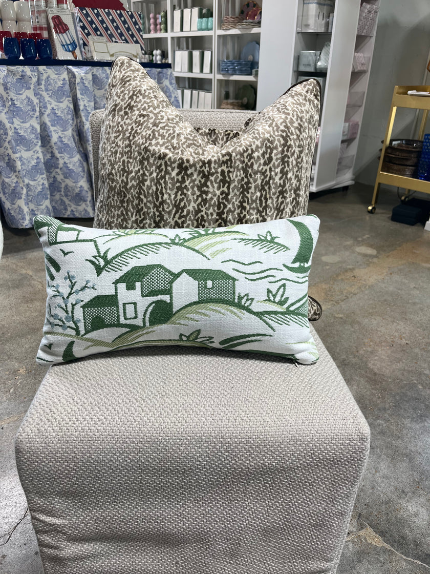 MCHI Designer Thibaut Outdoor Fabric Landmark in Kelly Green Lumbar Pillow
