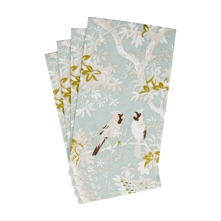 Caspari Celadon Scenic Songbirds Paper Guest Towel Napkins