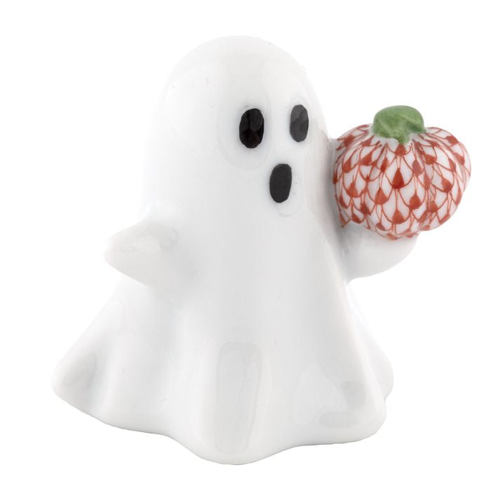 Herend Decorative Ghost with Pumpkin - Rust