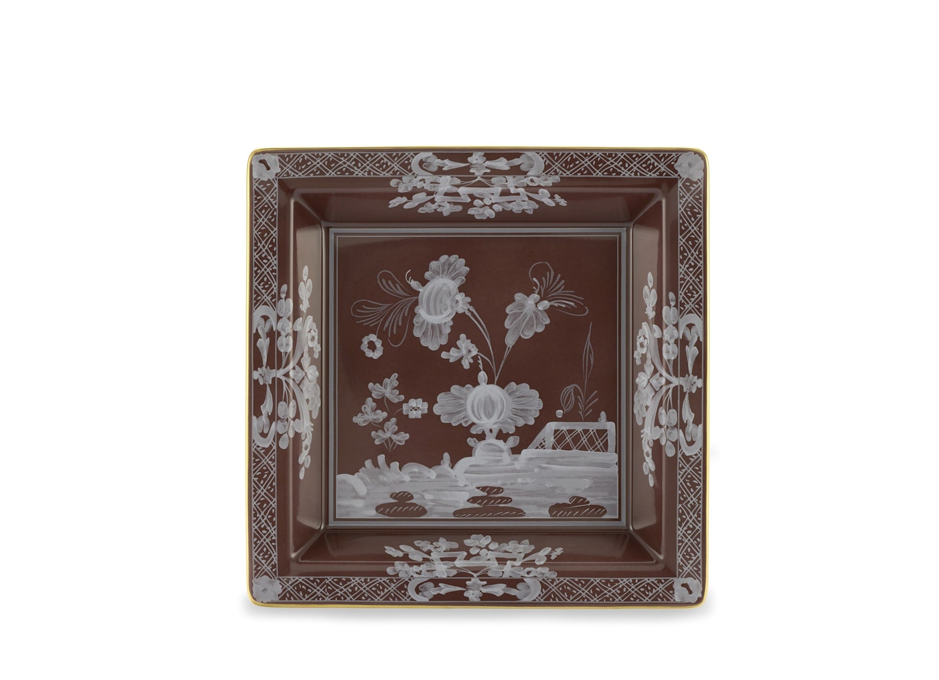 Ginori Oriente Italiano Large Squared Vide Poche - Castagna
