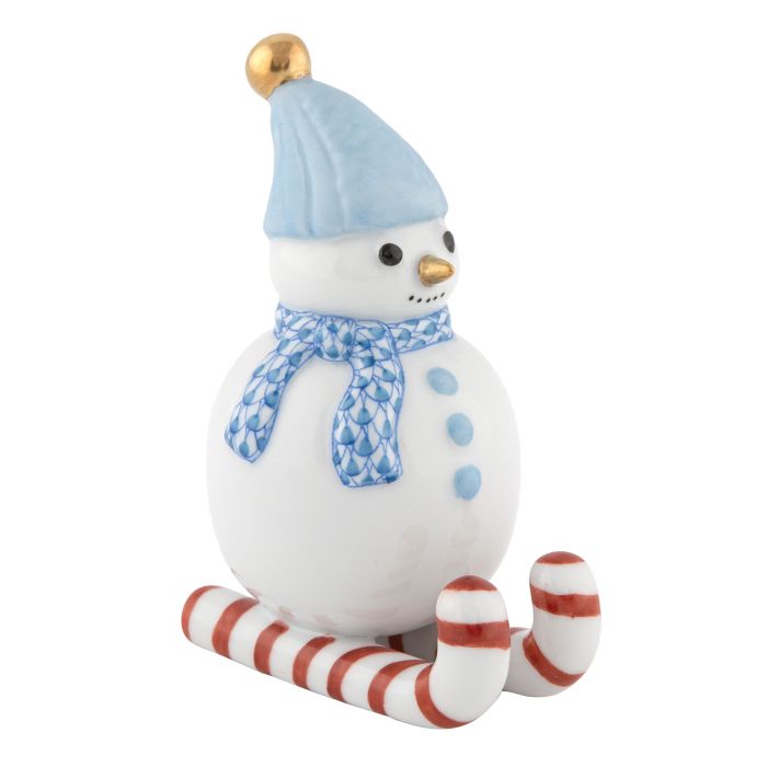 Herend Decorative Skiing Snowman - Blue