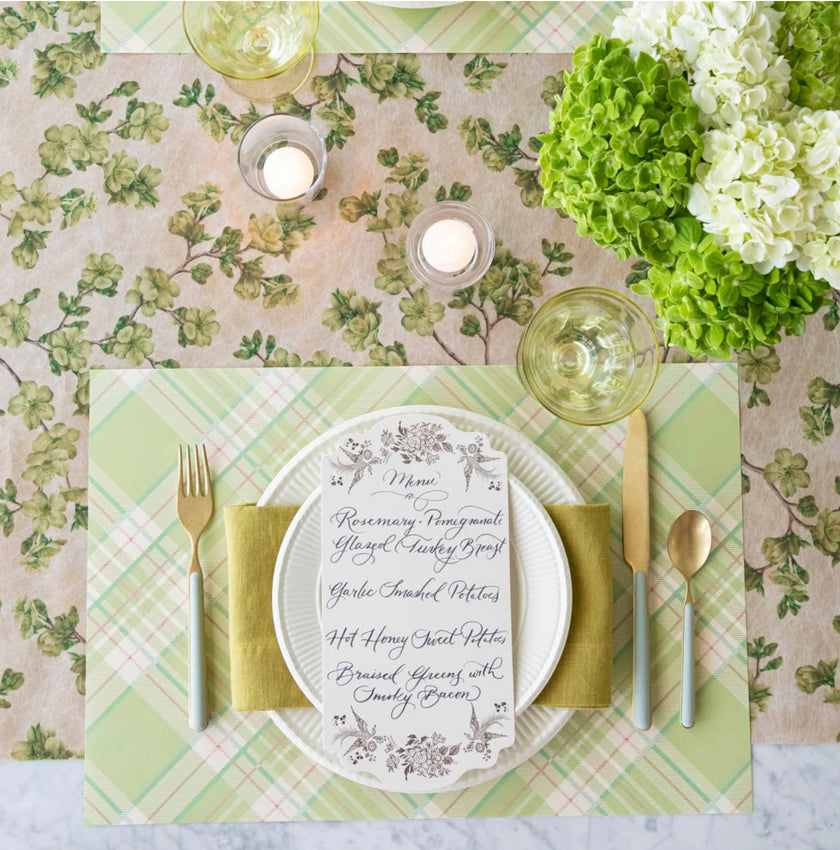 Hester & Cook Cherry Blossom Paper Table Runner - Green