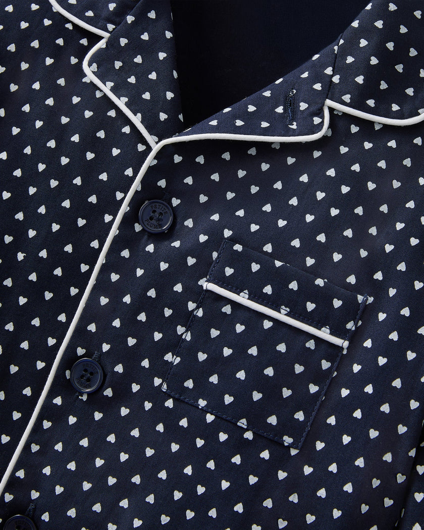 Petite Plume Children’s Twill Pajamas - Midnight Hearts