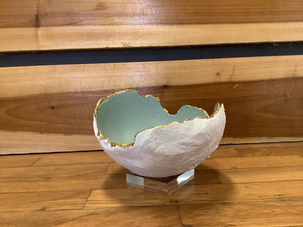 Riverwoods Arts Concrete Bowl - Small White/Teal