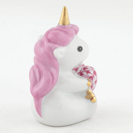 Herend Decorative Sitting Unicorn with Heart - Raspberry