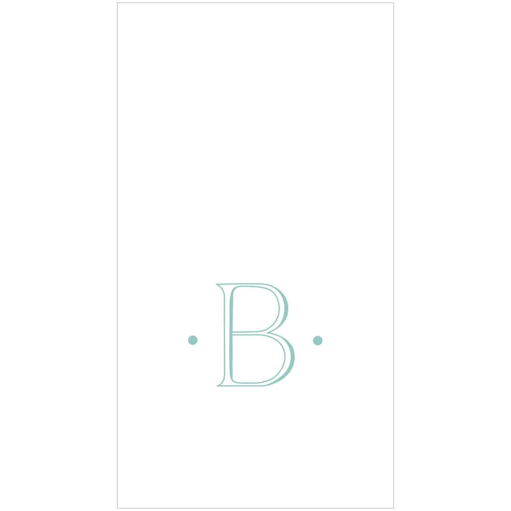 Caspari Antique Robin's Egg Single Initial Guest Towel Napkins - 24 Per Box