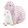 Herend Decorative Cuddling Bunnies - Raspberry