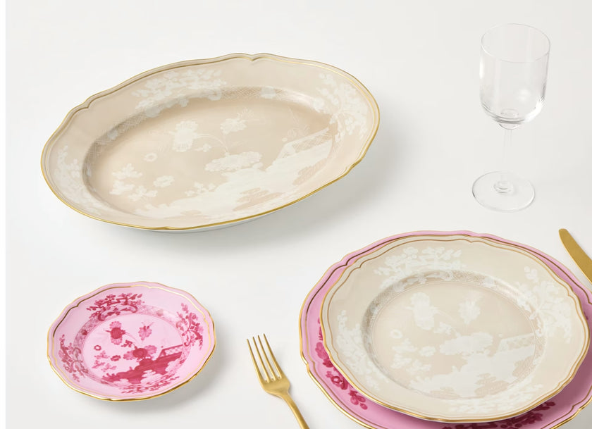 Ginori Oriente Italiano Large Oval Flat Platter - Meringa