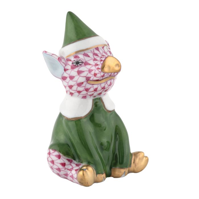 Herend Decorative Elf Piggy - Raspberry