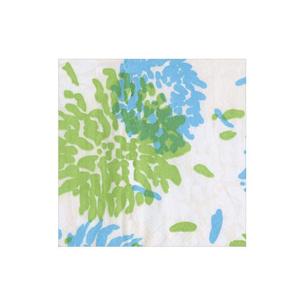 Caspari Chrysanthemum Paper Cocktail Napkins - Turquoise & Lime
