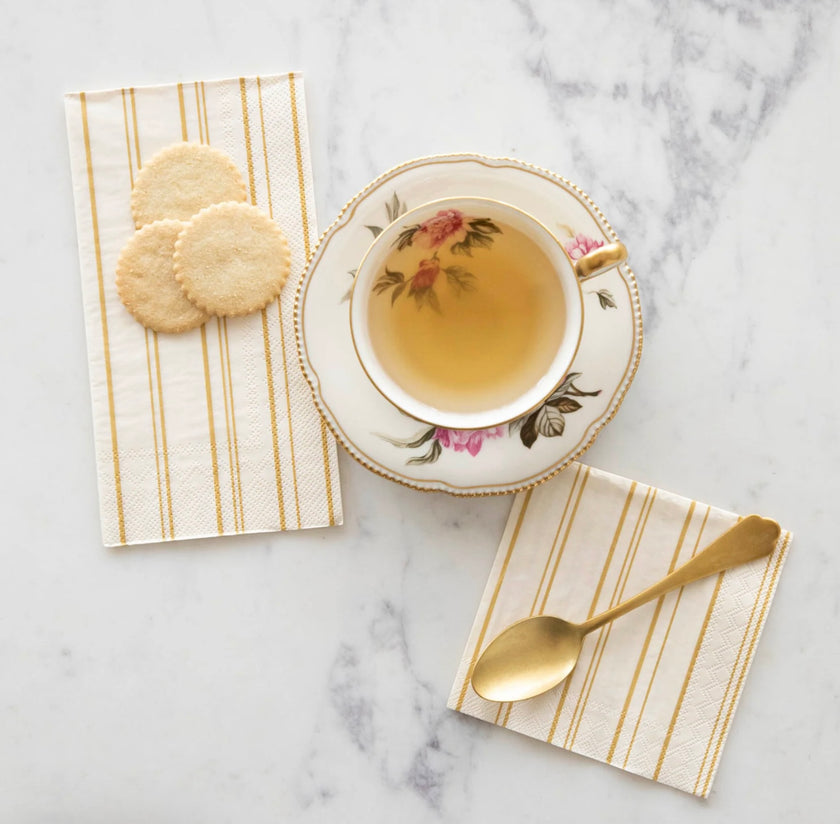 Hester & Cook Antique Gold Stripe Paper Guest Napkins