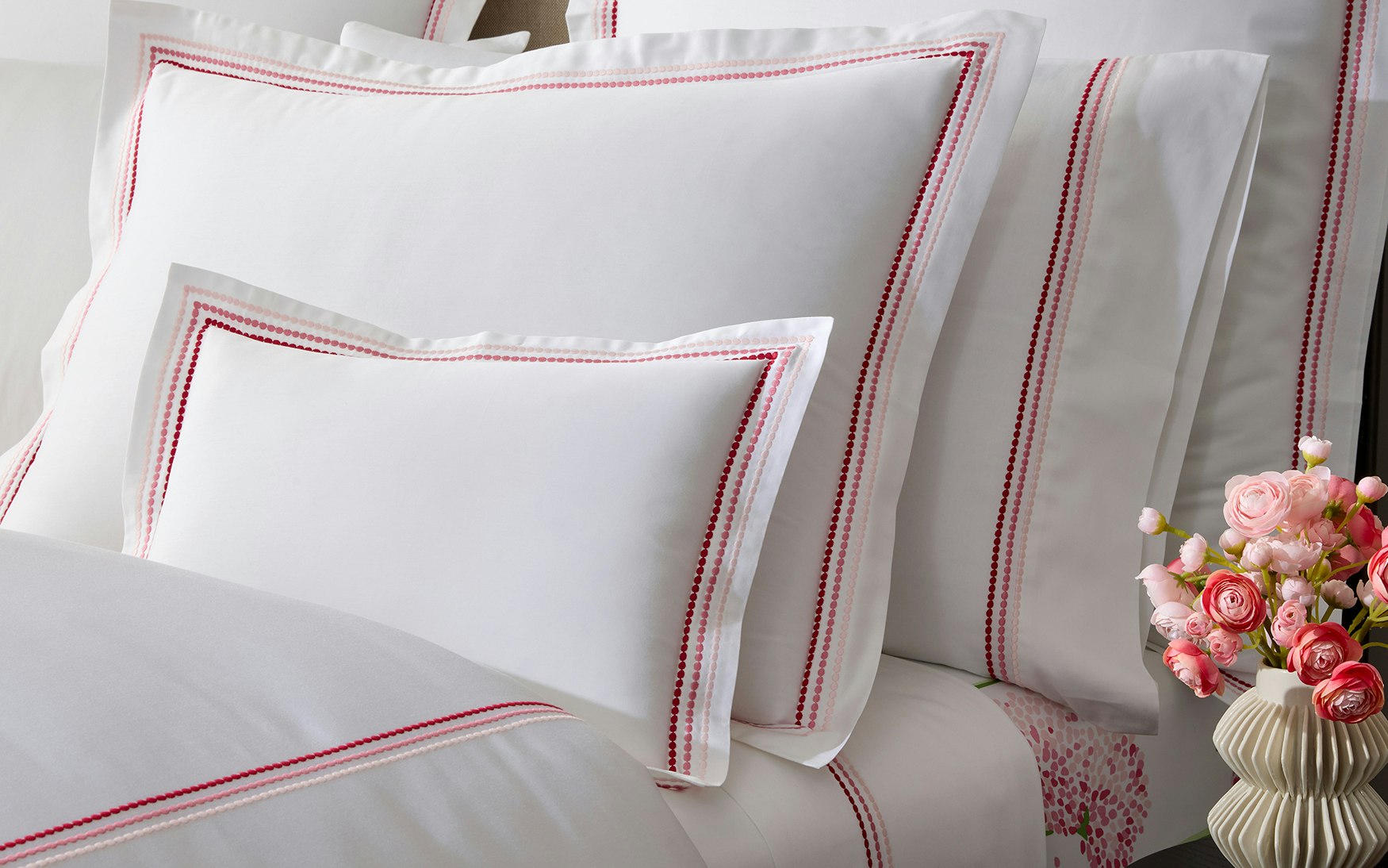 Matouk Amara Triple Pearl Pillow Case Pair - White