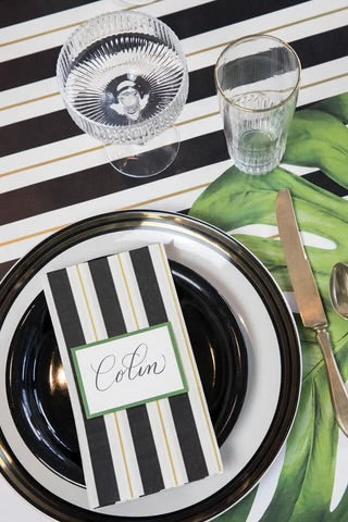 Hester & Cook Black & Gold Awning Stripe Paper Guest Napkins