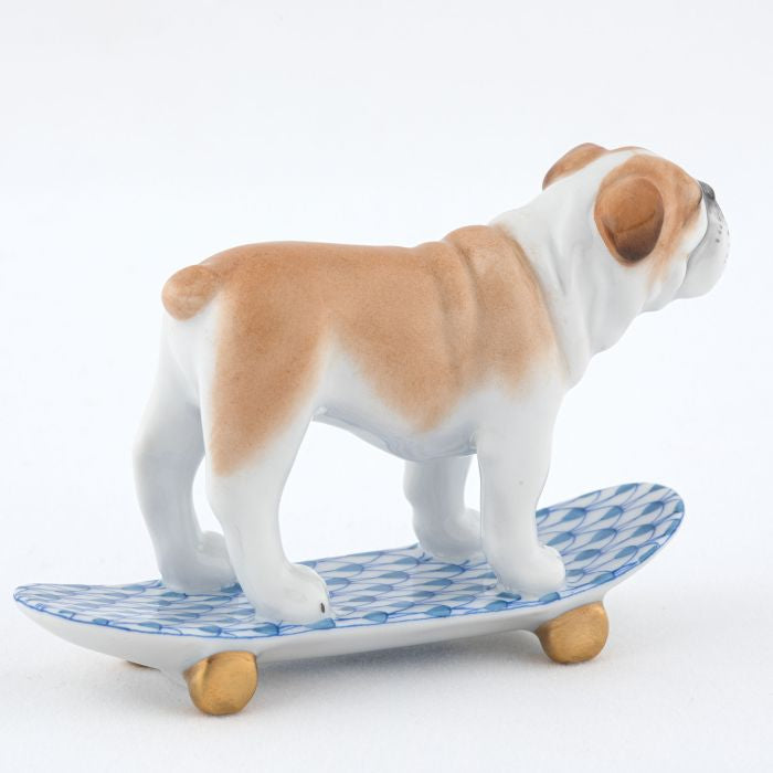 Herend Decorative Skateboarding Bulldog - Blue